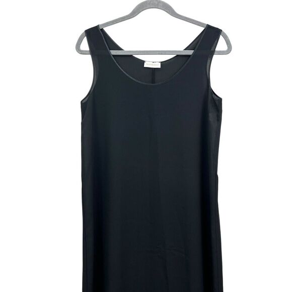 Farr West Womens Shift Dress Long Semi Sheer Satin Trim Sleeveless Black Sz S* - Picture 2 of 5